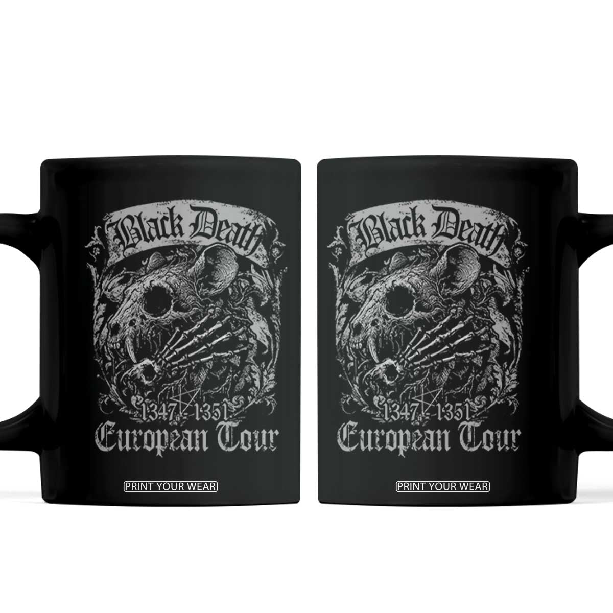 Black Death European Tour Coffee Mug Plague Rat Medieval History Gothic TS11 Black Print Your Wear