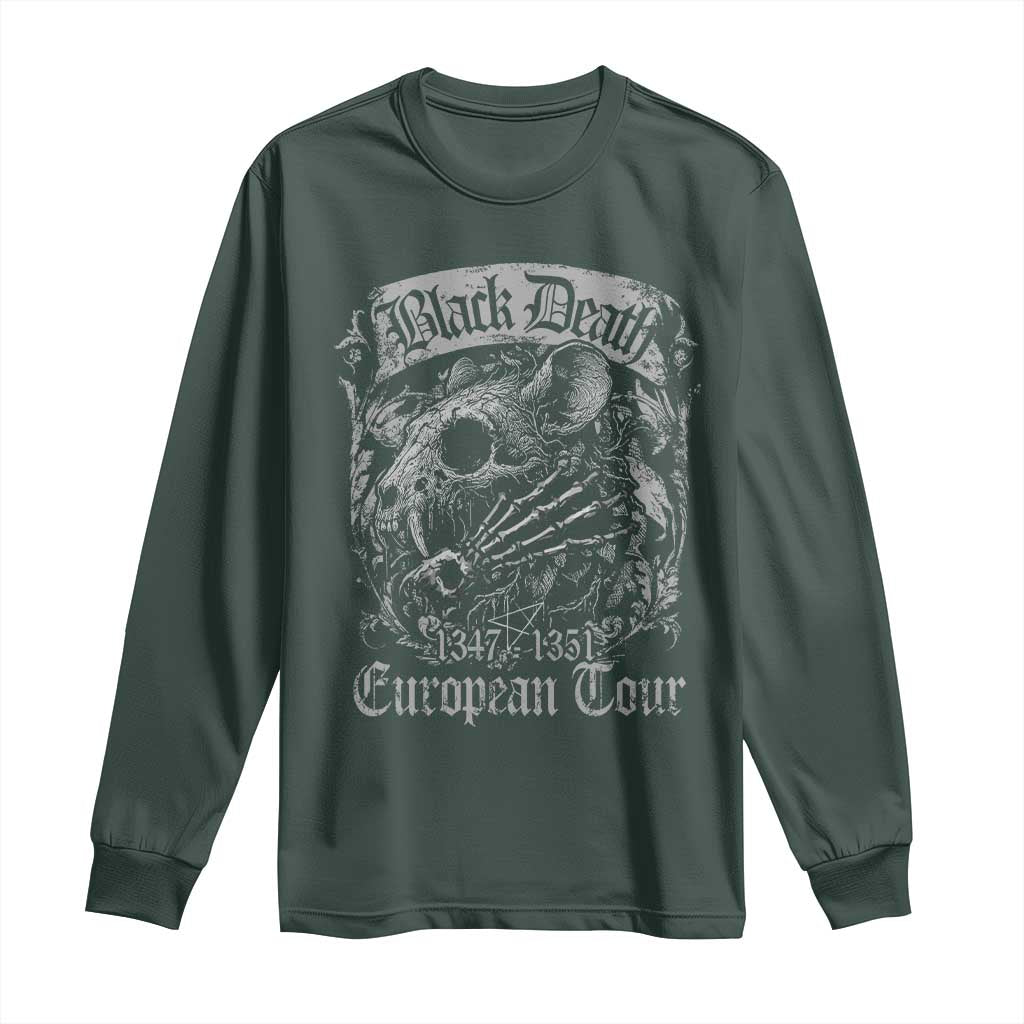 Black Death European Tour Long Sleeve Shirt Plague Rat Medieval History Gothic TS11 Dark Forest Green Print Your Wear