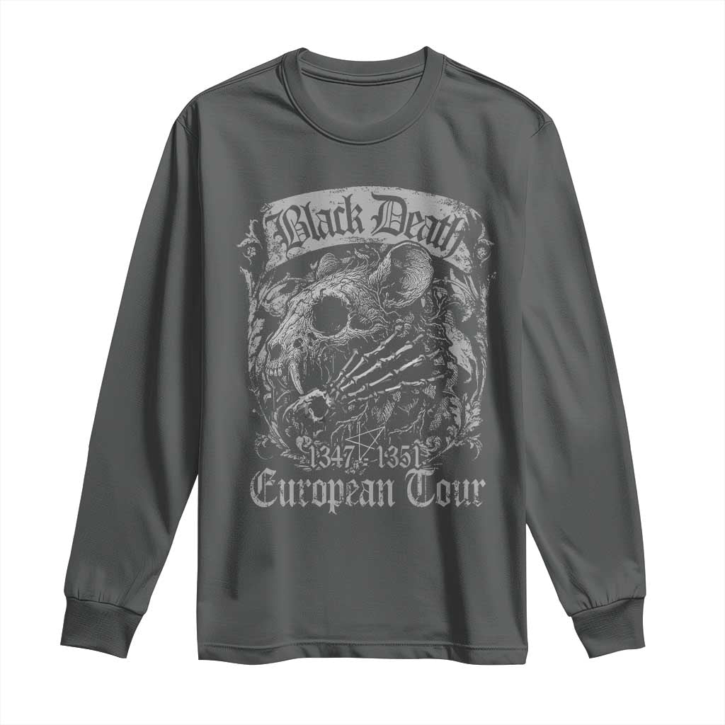 Black Death European Tour Long Sleeve Shirt Plague Rat Medieval History Gothic TS11 Dark Heather Print Your Wear