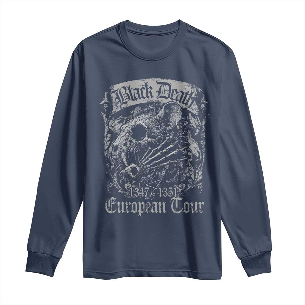 Black Death European Tour Long Sleeve Shirt Plague Rat Medieval History Gothic TS11 Navy Print Your Wear