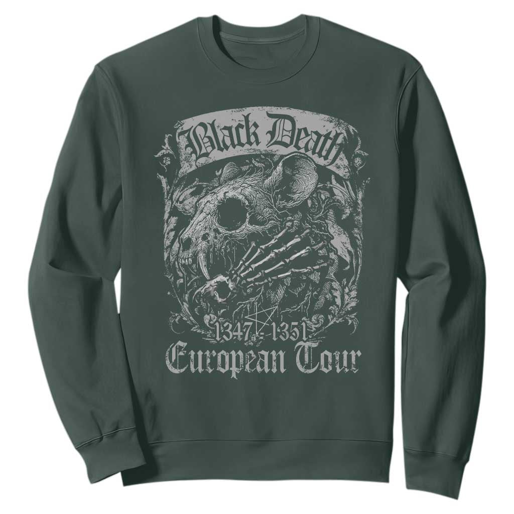 Black Death European Tour Sweatshirt Plague Rat Medieval History Gothic TS11 Dark Forest Green Print Your Wear