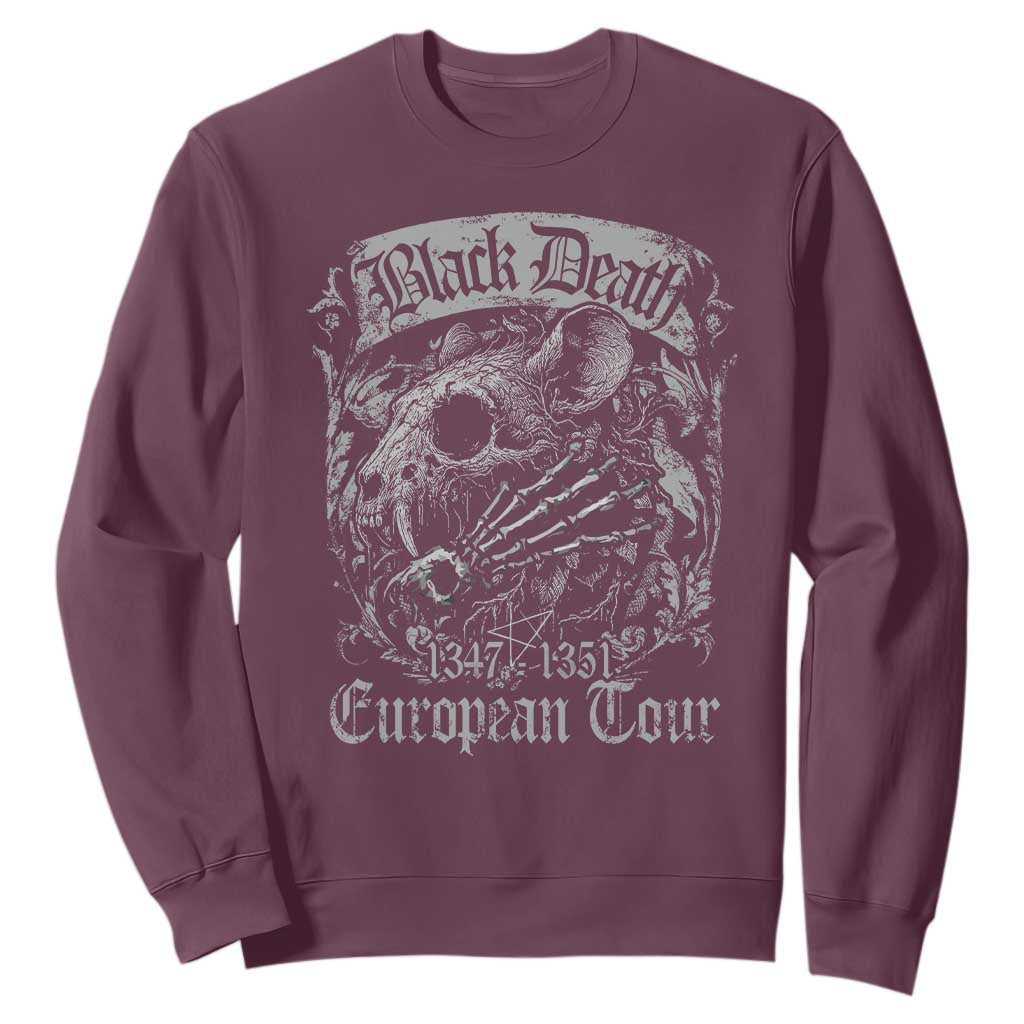 Black Death European Tour Sweatshirt Plague Rat Medieval History Gothic TS11 Maroon Print Your Wear