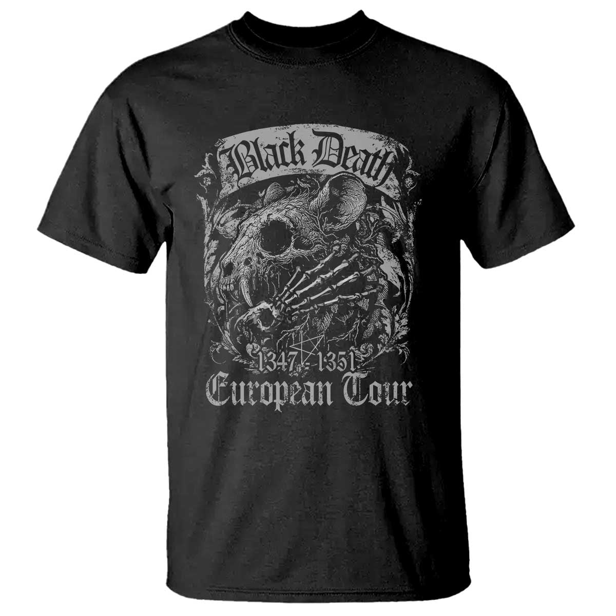 Black Death European Tour T Shirt Plague Rat Medieval History Gothic TS11 Black Print Your Wear