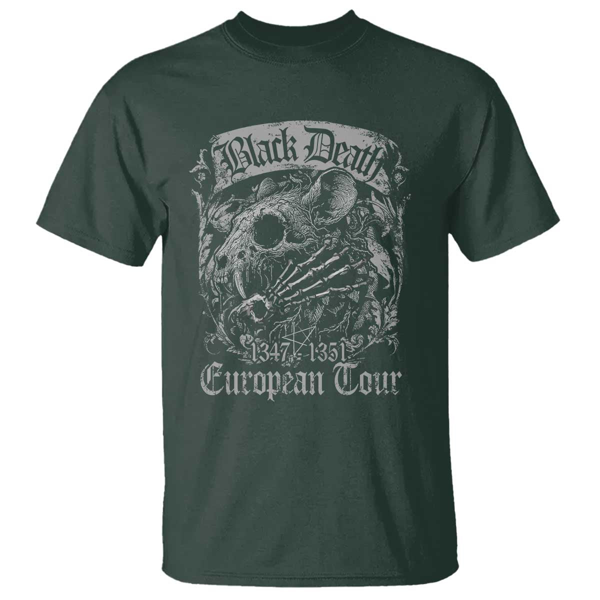 Black Death European Tour T Shirt Plague Rat Medieval History Gothic TS11 Dark Forest Green Print Your Wear