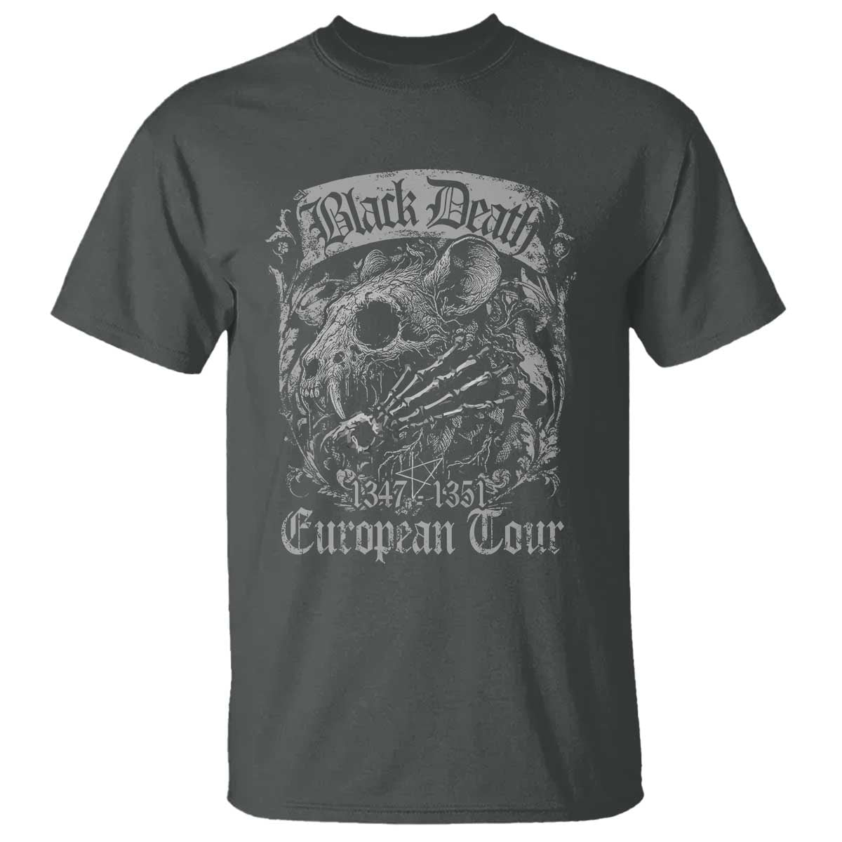 Black Death European Tour T Shirt Plague Rat Medieval History Gothic TS11 Dark Heather Print Your Wear