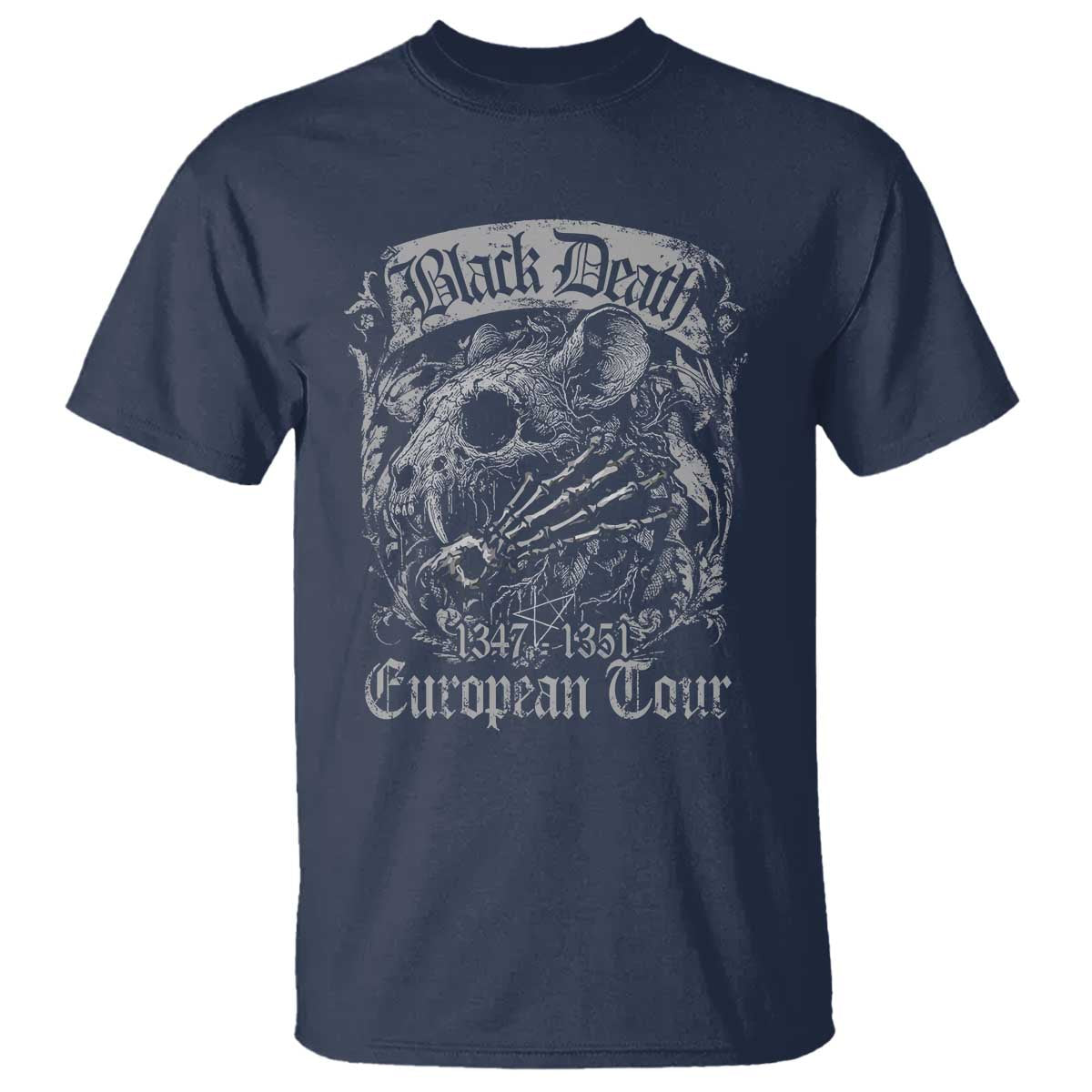 Black Death European Tour T Shirt Plague Rat Medieval History Gothic TS11 Navy Print Your Wear