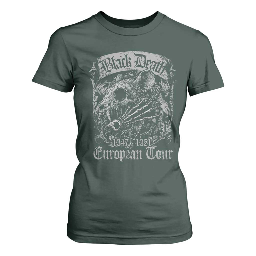 Black Death European Tour T Shirt For Women Plague Rat Medieval History Gothic TS11 Dark Forest Green Print Your Wear