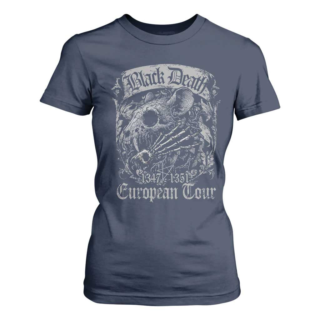 Black Death European Tour T Shirt For Women Plague Rat Medieval History Gothic TS11 Navy Print Your Wear