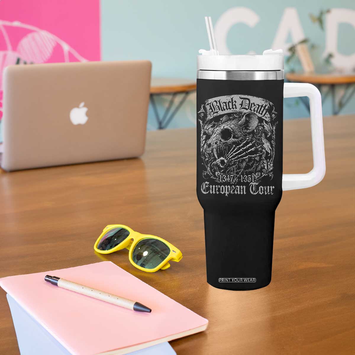 Black Death European Tour Tumbler With Handle Plague Rat Medieval History Gothic TS11 Print Your Wear