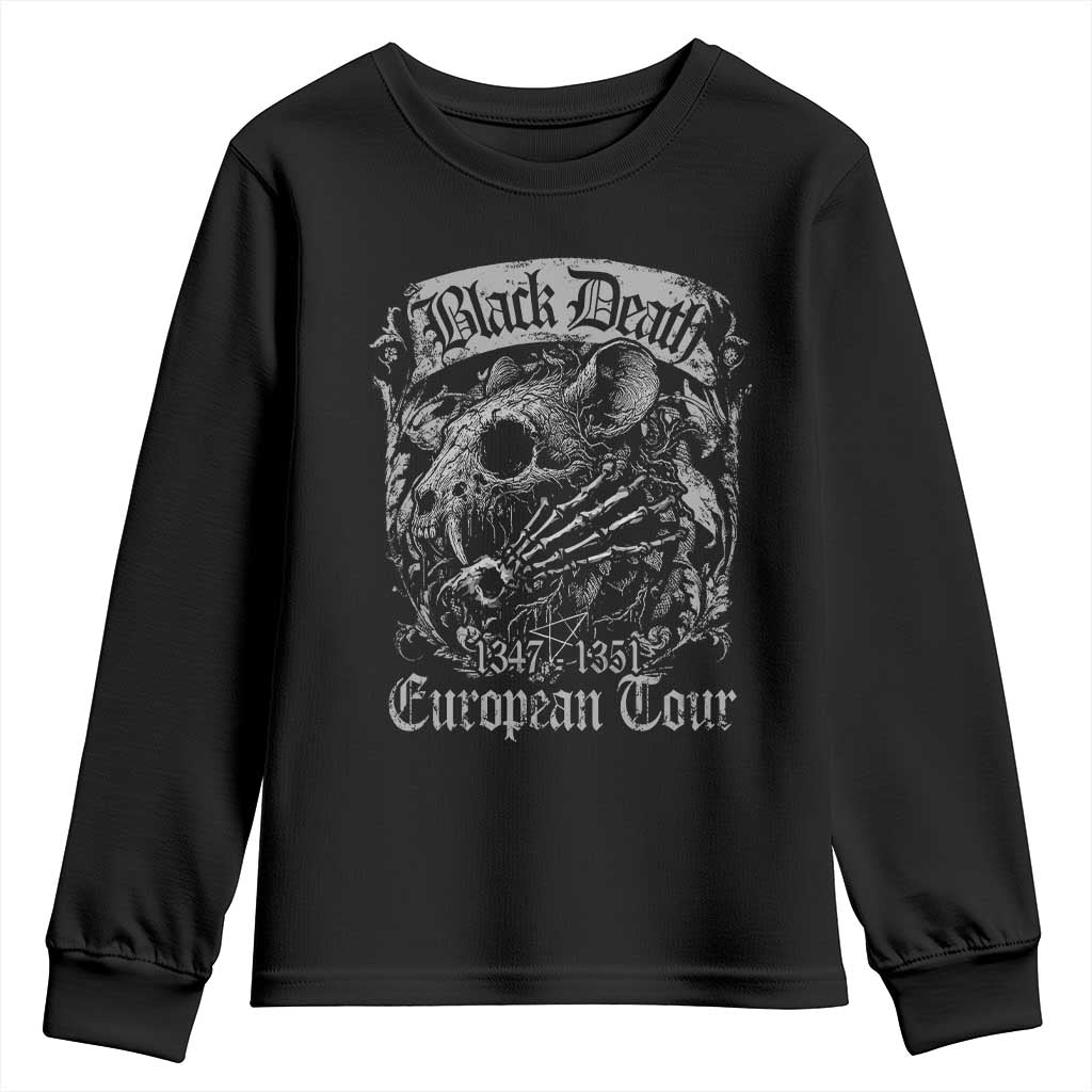 Black Death European Tour Youth Sweatshirt Plague Rat Medieval History Gothic TS11 Black Print Your Wear