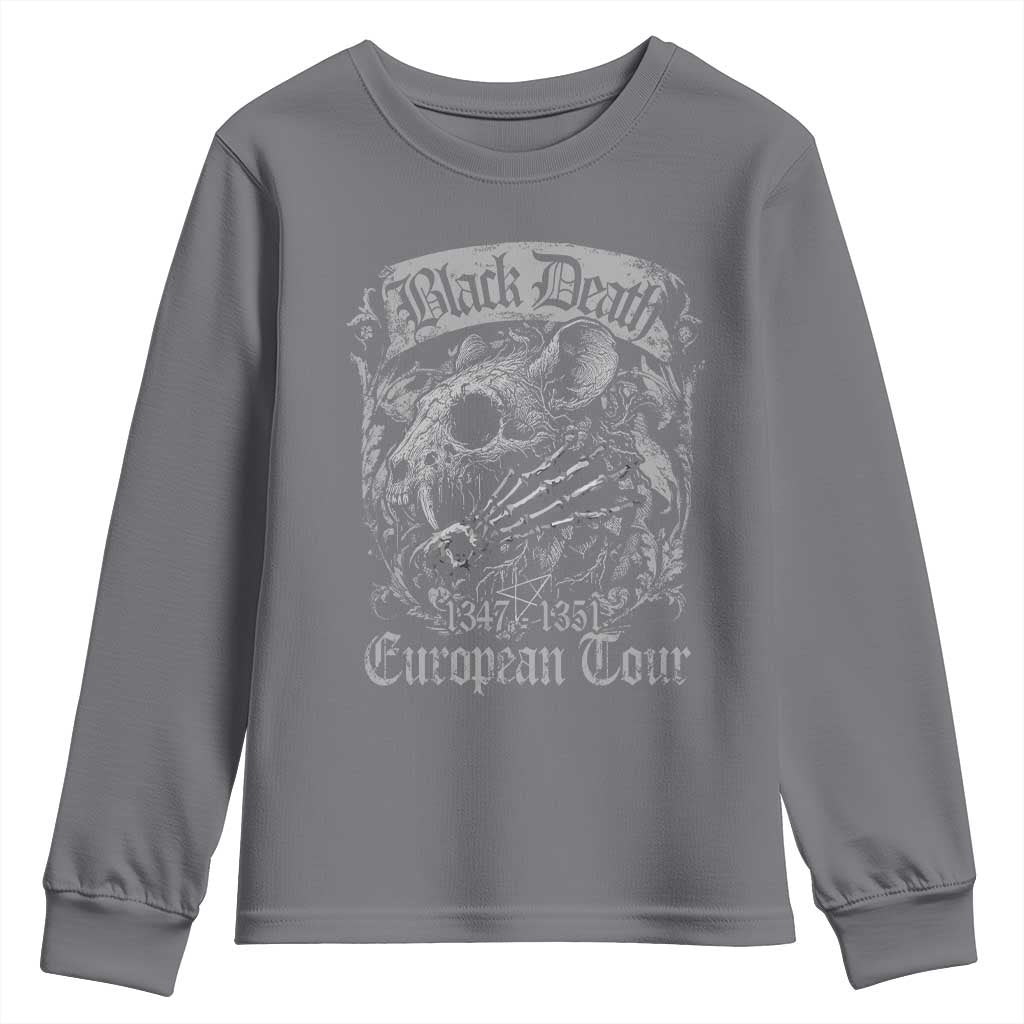 Black Death European Tour Youth Sweatshirt Plague Rat Medieval History Gothic TS11 Charcoal Print Your Wear