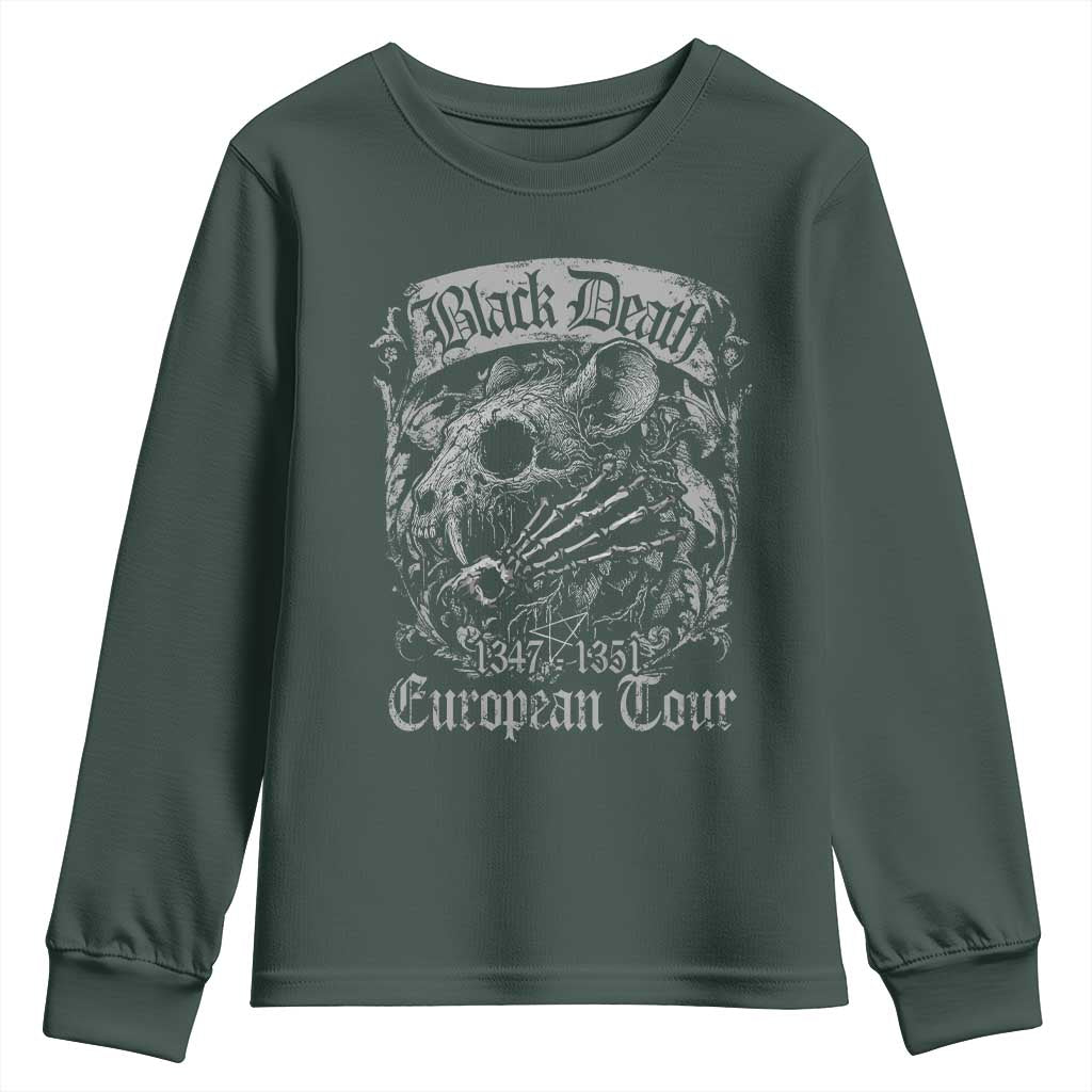 Black Death European Tour Youth Sweatshirt Plague Rat Medieval History Gothic TS11 Dark Forest Green Print Your Wear