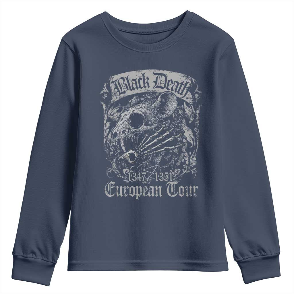 Black Death European Tour Youth Sweatshirt Plague Rat Medieval History Gothic TS11 Navy Print Your Wear