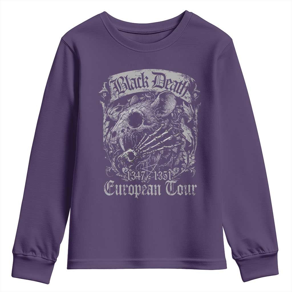 Black Death European Tour Youth Sweatshirt Plague Rat Medieval History Gothic TS11 Purple Print Your Wear