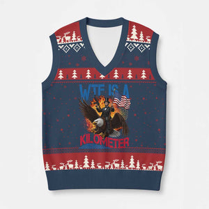 WTF Is A Kilometer Abraham Lincoln V-Neck Knit Sweater Vest Funny USA Patriotic 4th of July