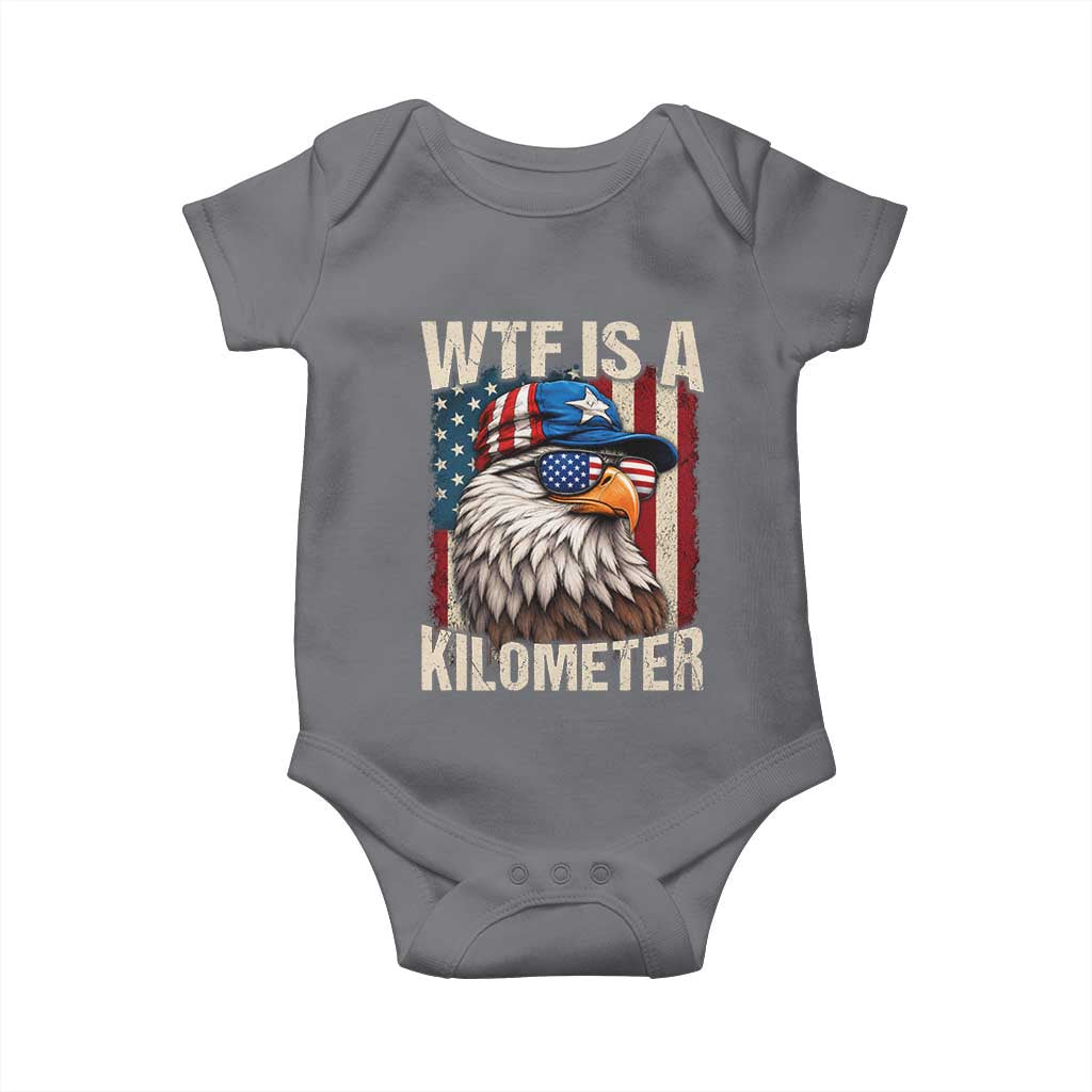 WTF Is A Kilometer Baby Onesie Bald Eagle 4th of July Funny USA Patriotic