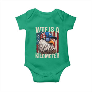 WTF Is A Kilometer Baby Onesie Bald Eagle 4th of July Funny USA Patriotic