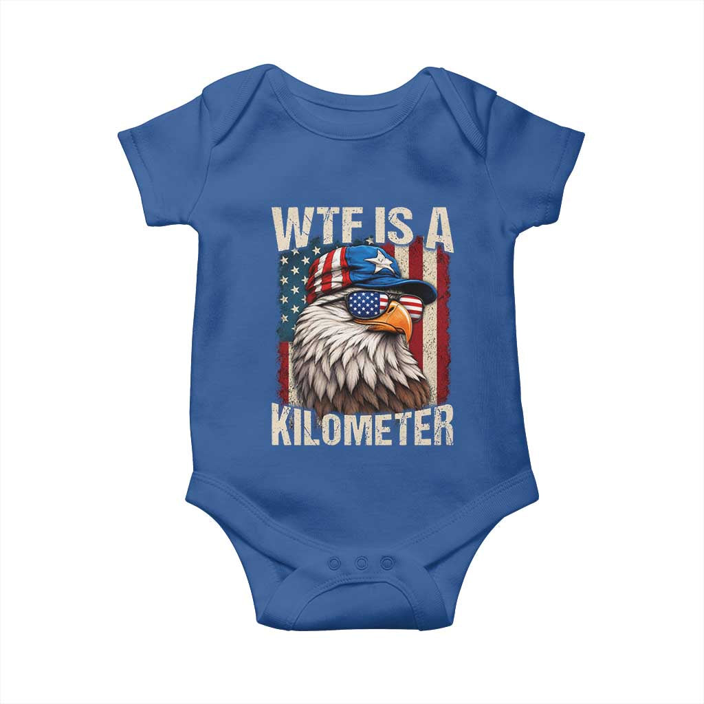WTF Is A Kilometer Baby Onesie Bald Eagle 4th of July Funny USA Patriotic