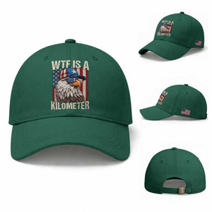 WTF Is A Kilometer Baseball Cap Bald Eagle 4th of July Funny USA Patriotic