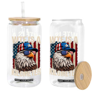 WTF Is A Kilometer Glass Can Bald Eagle 4th of July Funny USA Patriotic