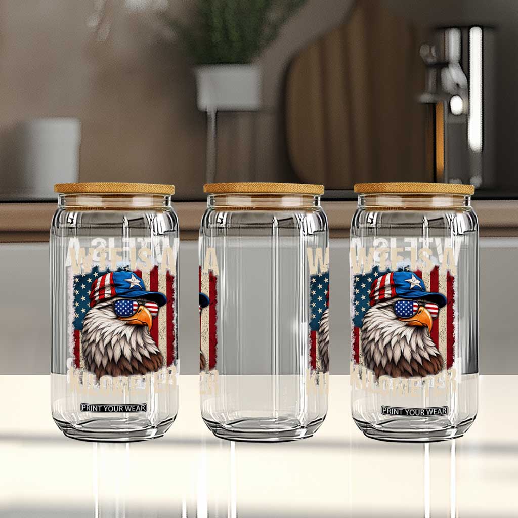 WTF Is A Kilometer Glass Can Bald Eagle 4th of July Funny USA Patriotic