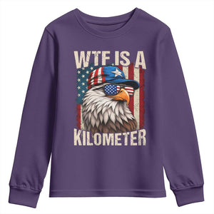 WTF Is A Kilometer Youth Sweatshirt Bald Eagle 4th of July Funny USA Patriotic