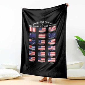 Historic Flags of The United States of America Throw Blanket US History 4th of July TS11 Print Your Wear