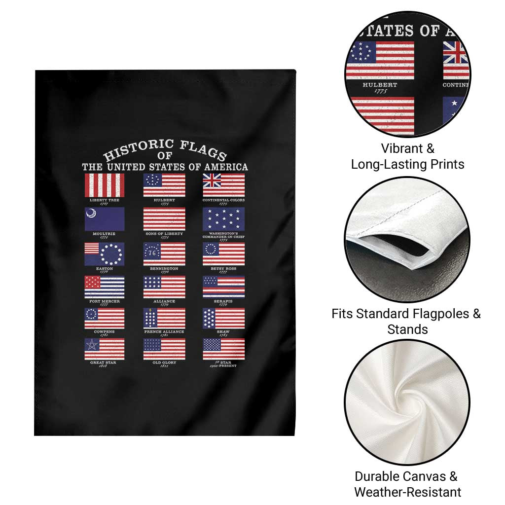 Historic Flags of The United States of America Garden Flag US History 4th of July