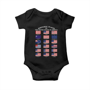 Historic Flags of The United States of America Baby Onesie US History 4th of July TS11 Black Print Your Wear