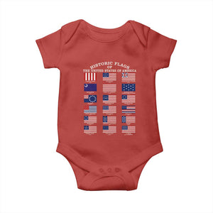 Historic Flags of The United States of America Baby Onesie US History 4th of July TS11 Red Print Your Wear