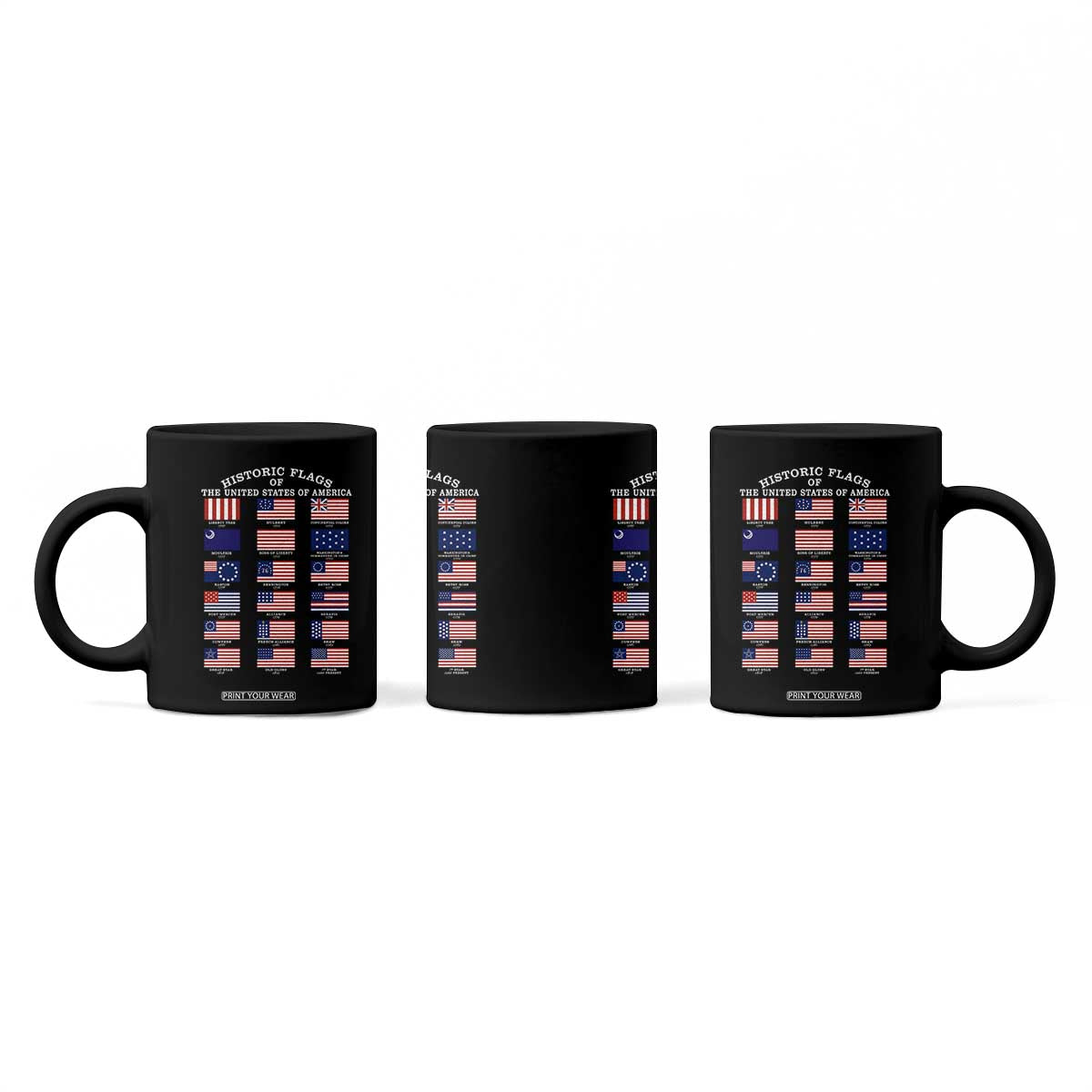 Historic Flags of The United States of America Coffee Mug US History 4th of July