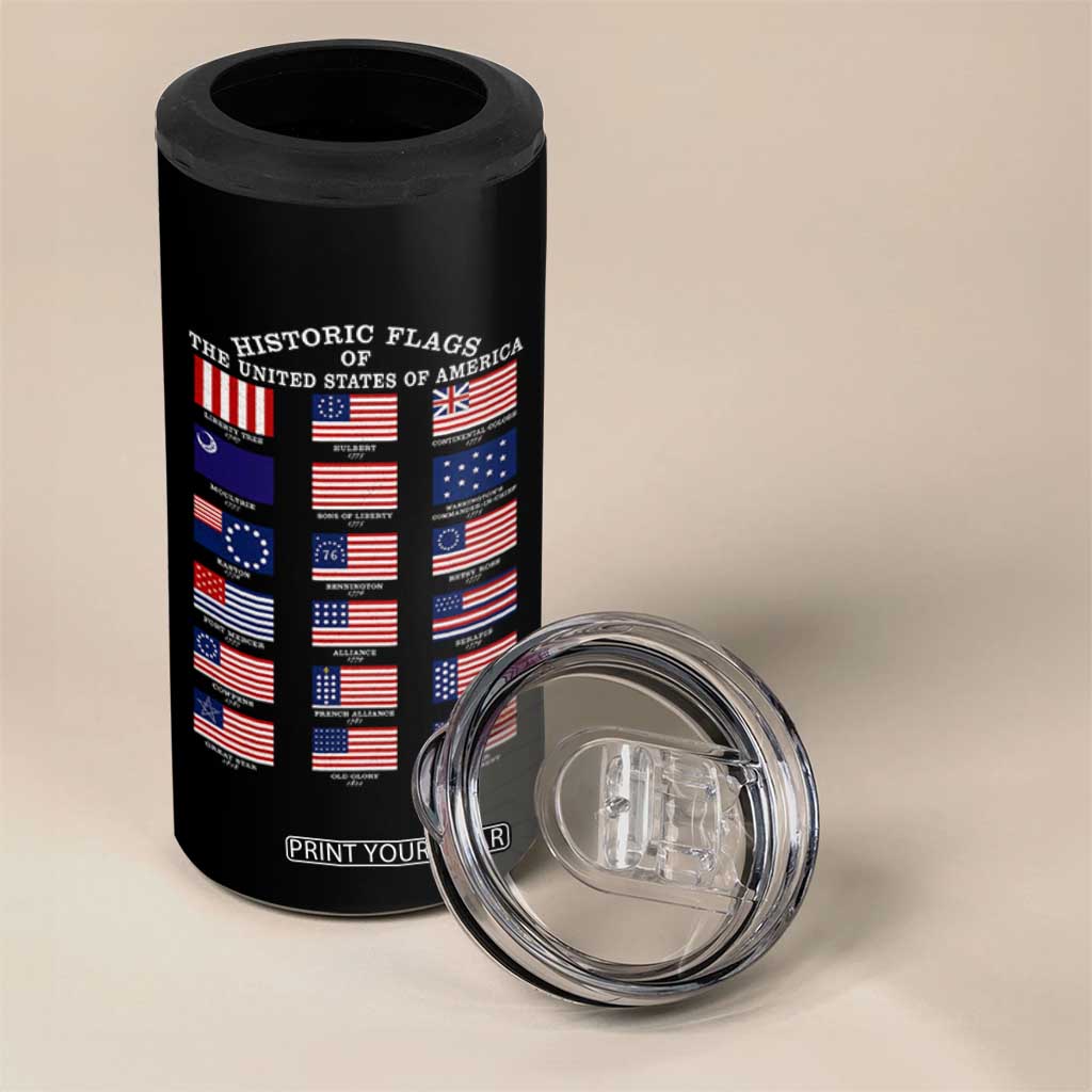 Historic Flags of The United States of America 4 in 1 Can Cooler Tumbler US History 4th of July TS11 Print Your Wear
