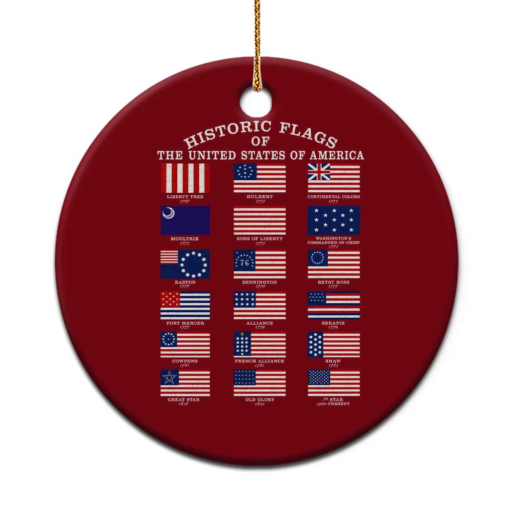 Historic Flags of The United States of America Ceramic Ornament US History 4th of July TS11 1pc Red Print Your Wear