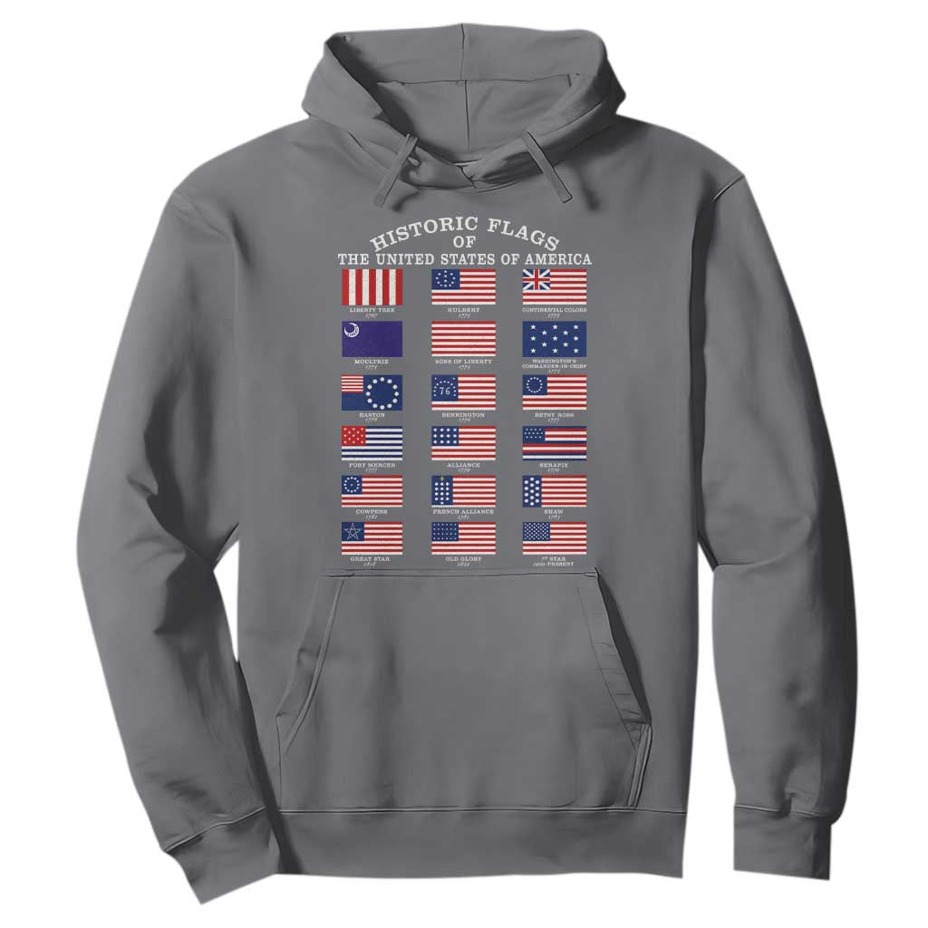 Historic Flags of The United States of America Hoodie US History 4th of July