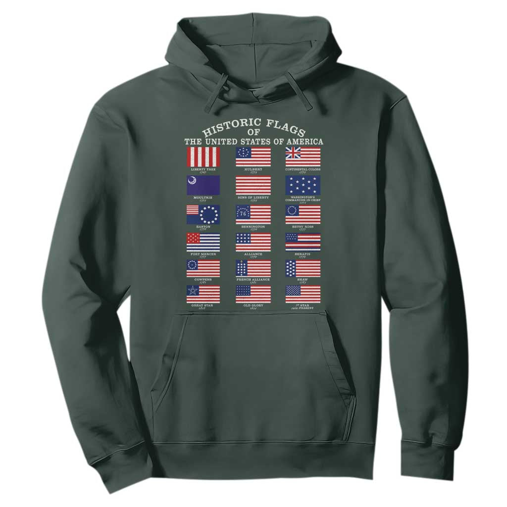 Historic Flags of The United States of America Hoodie US History 4th of July