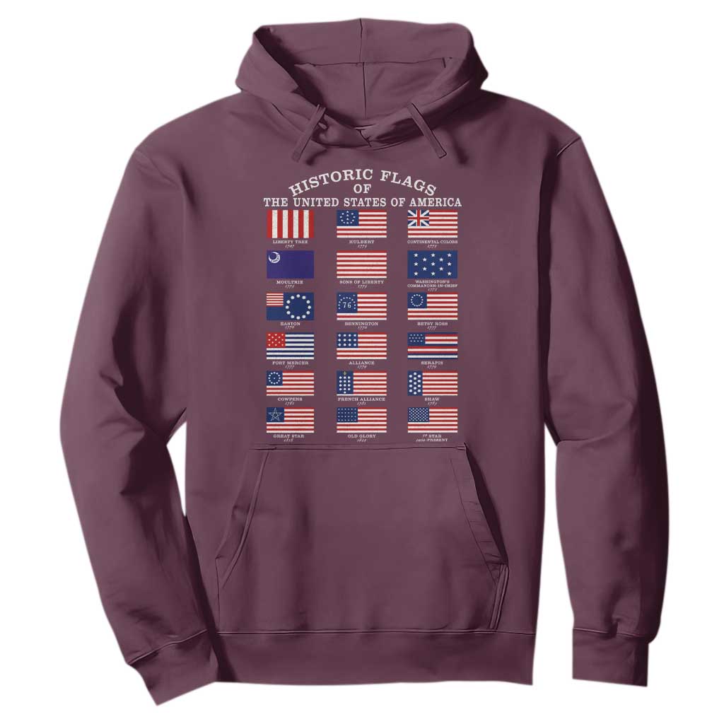 Historic Flags of The United States of America Hoodie US History 4th of July
