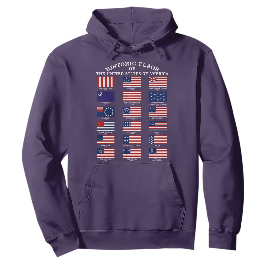 Historic Flags of The United States of America Hoodie US History 4th of July