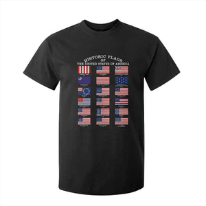 Historic Flags of The United States of America T Shirt For Kid US History 4th of July