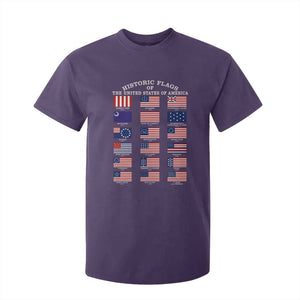 Historic Flags of The United States of America T Shirt For Kid US History 4th of July
