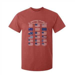 Historic Flags of The United States of America T Shirt For Kid US History 4th of July
