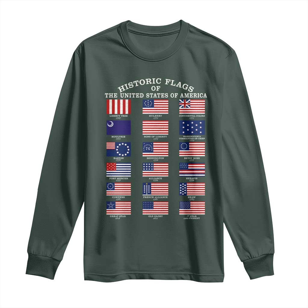 Historic Flags of The United States of America Long Sleeve Shirt US History 4th of July