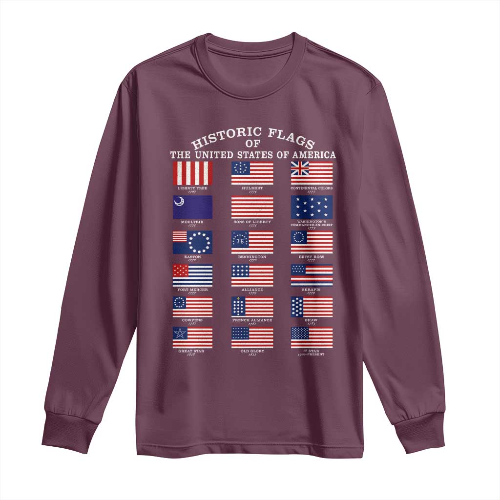 Historic Flags of The United States of America Long Sleeve Shirt US History 4th of July