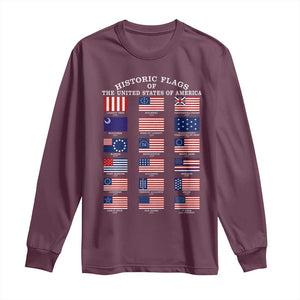 Historic Flags of The United States of America Long Sleeve Shirt US History 4th of July