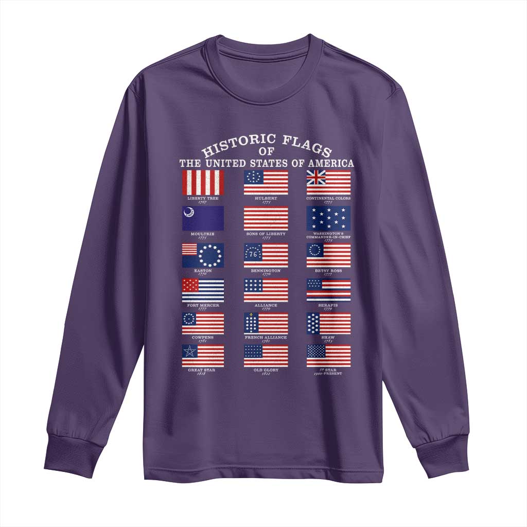 Historic Flags of The United States of America Long Sleeve Shirt US History 4th of July