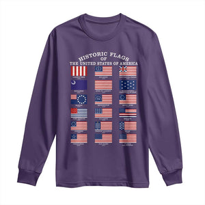 Historic Flags of The United States of America Long Sleeve Shirt US History 4th of July