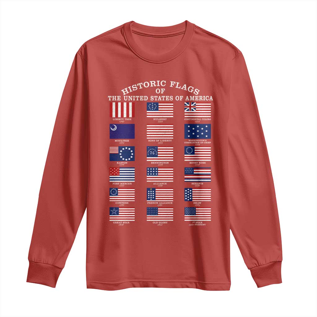 Historic Flags of The United States of America Long Sleeve Shirt US History 4th of July