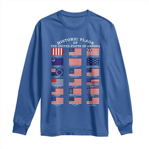 Historic Flags of The United States of America Long Sleeve Shirt US History 4th of July