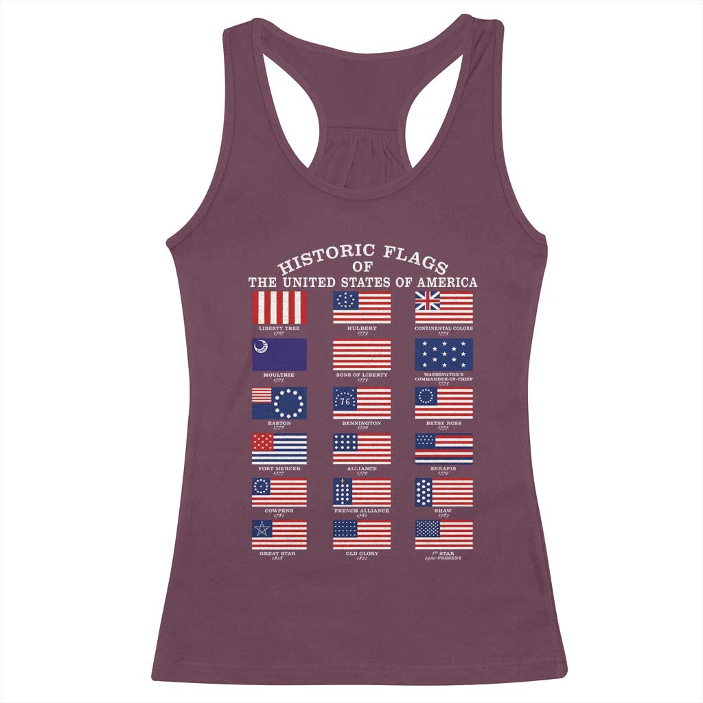 Historic Flags of The United States of America Racerback Tank Top US History 4th of July