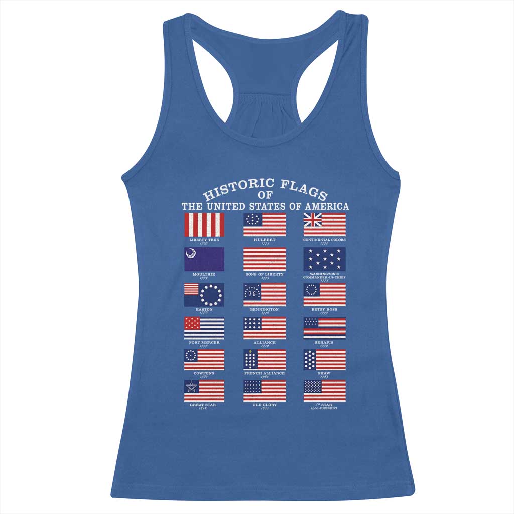 Historic Flags of The United States of America Racerback Tank Top US History 4th of July