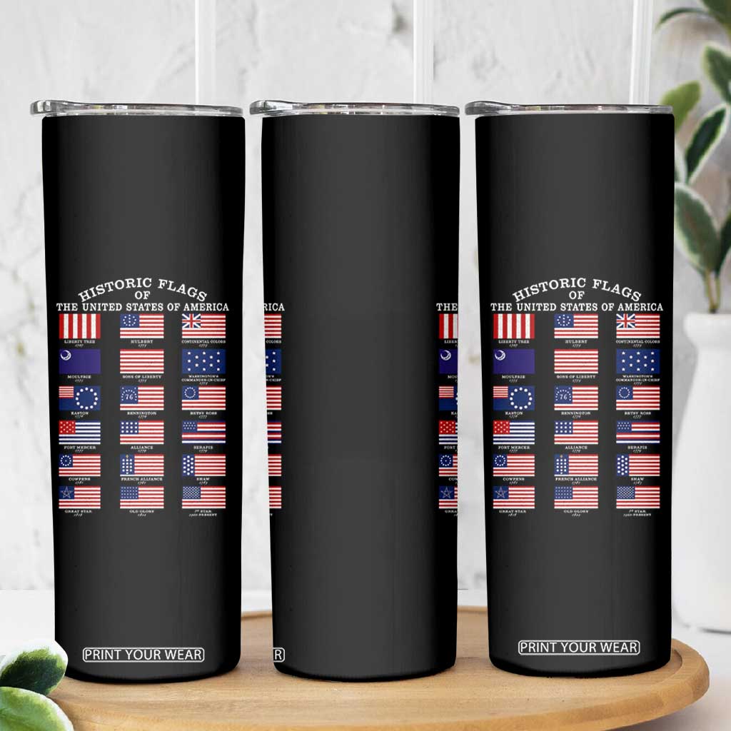 Historic Flags of The United States of America Skinny Tumbler US History 4th of July TS11 Print Your Wear